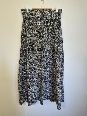 Black and White Floral Maxi Skirt